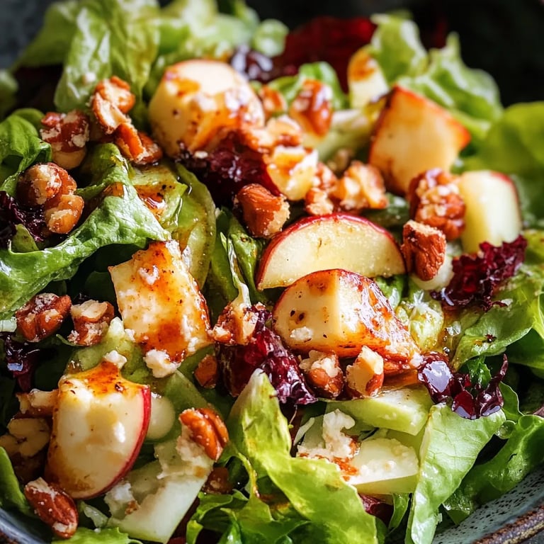 Mixed Greens Salad mit Äpfeln, Blauschimmelkäse und Pekannüssen