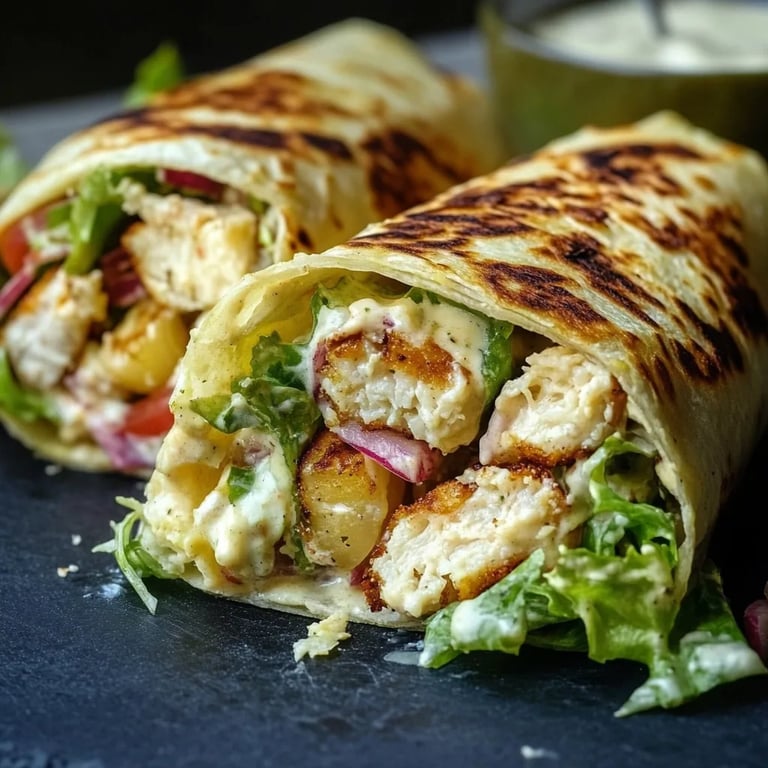 Cremiger & Saftiger Hähnchen-Caesar-Salat-Wrap
