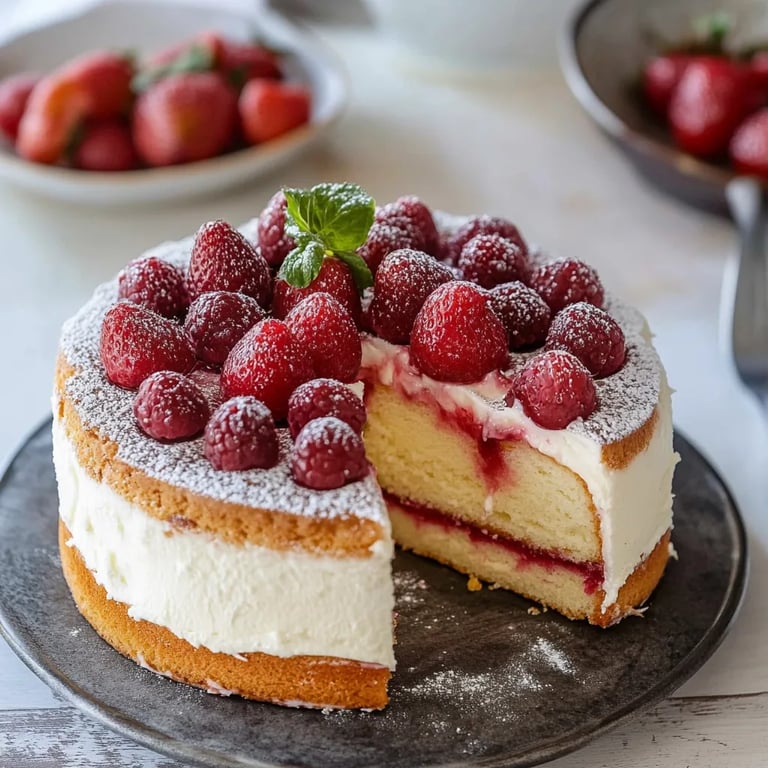 Japanischer Erdbeer-Biskuitkuchen