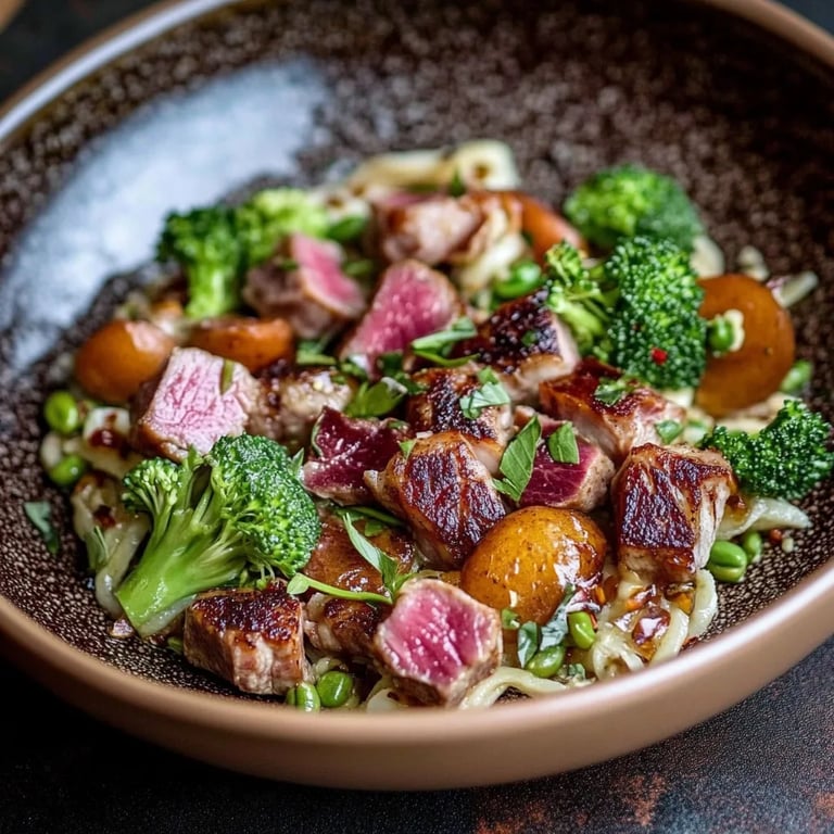 Brokkoli-Rindfleisch-Speck-Salat