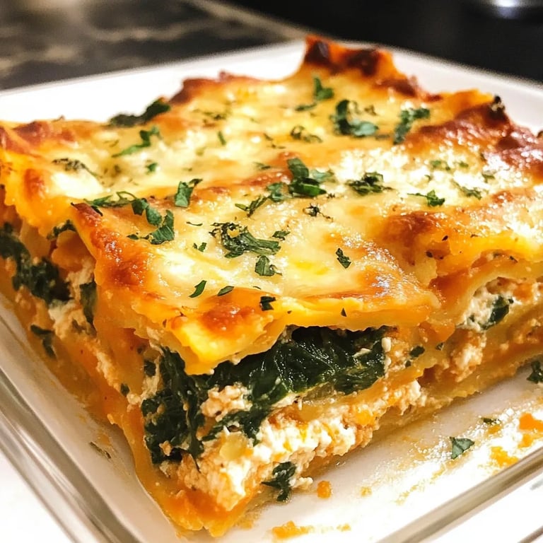 Vegetarian Pumpkin Spinach Lasagna