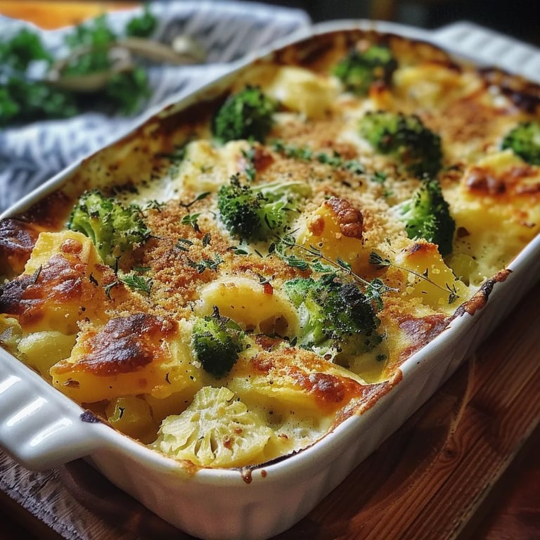 Kartoffel-Brokkoli-Rosenkohl Auflauf