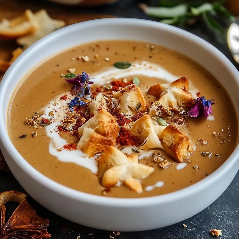 Cremige Maronensuppe mit Zimt-Croûtons