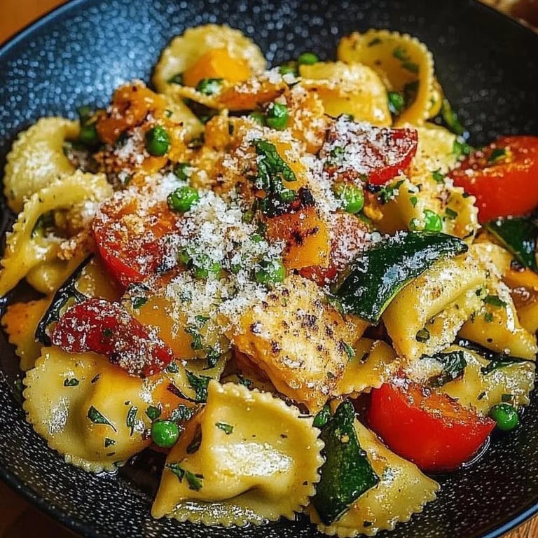 Bunte Ravioli-Gemüse-Pfanne