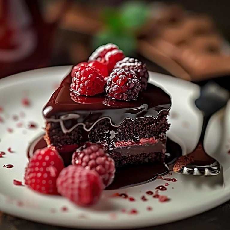 Bolo de Chocolate com Recheio de Framboesa e Trufa