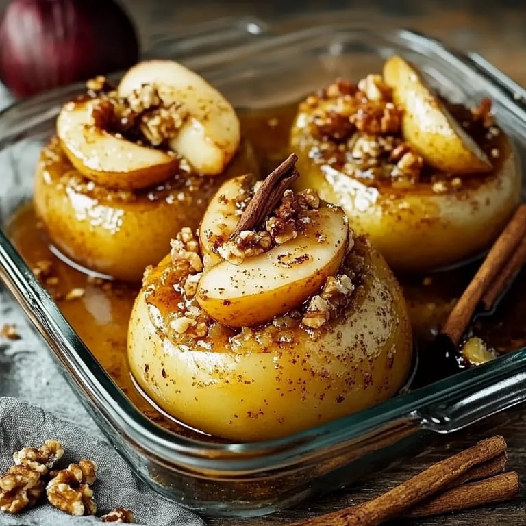Gebackene Birnen mit Honig und Walnüssen