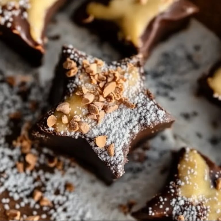 Mit Schokolade gefüllte Blätterteigsterne