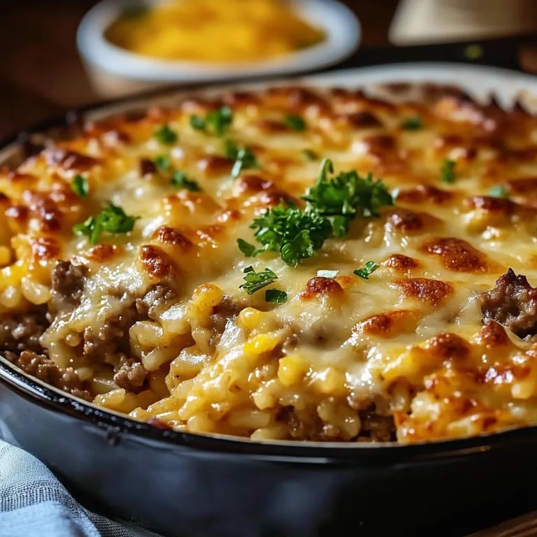 Cheesy Ground Beef Rice Casserole