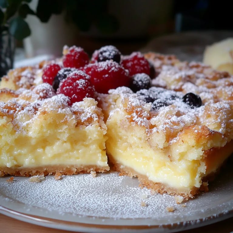 Streuselkuchen mit Vanillepudding