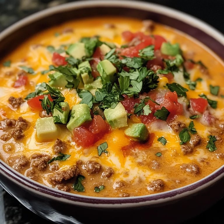 Creamy Cheesy Ground Beef Taco Soup