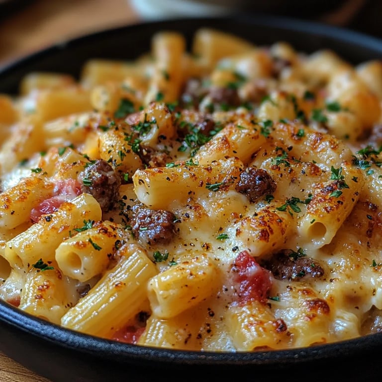 Pasta Alfredo de Hamburguesa con Queso: Una Increíble Receta Última