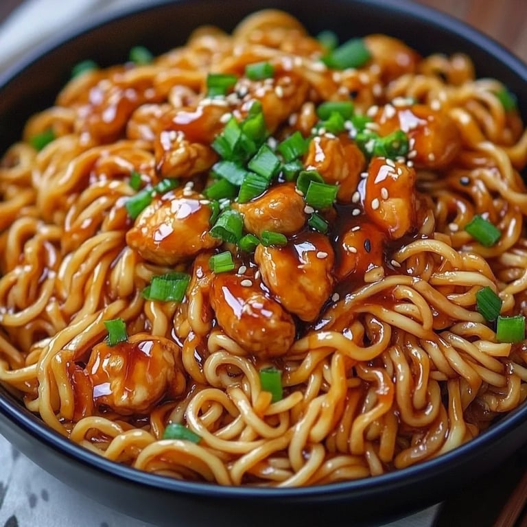 Sticky Garlic Chicken Noodles