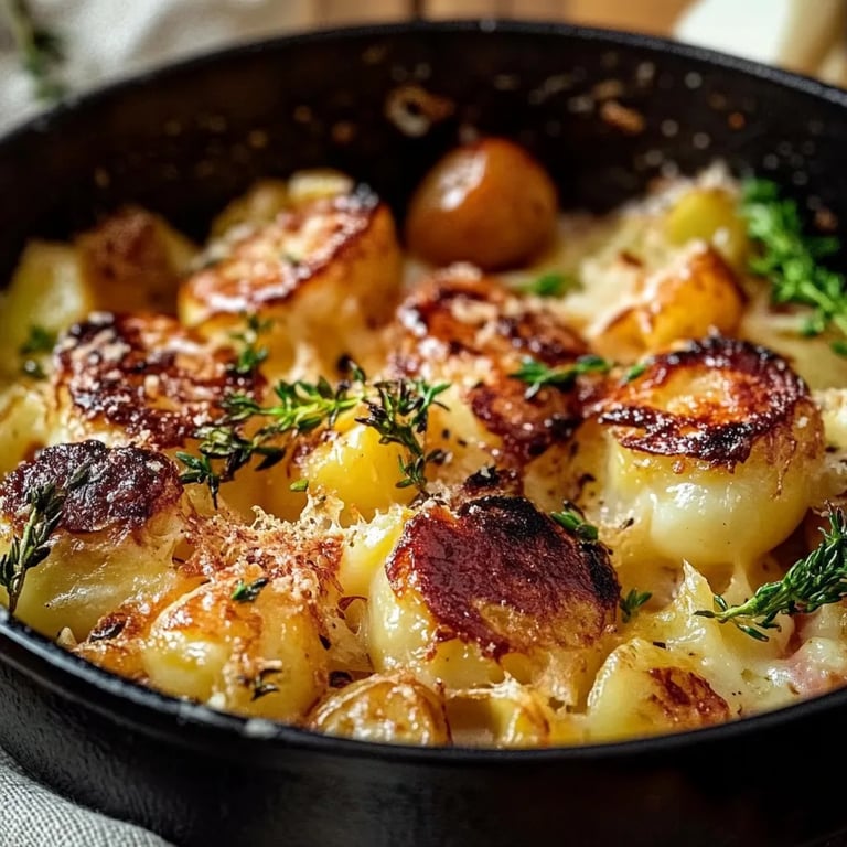 Spätzleauflauf mit Rosenkohl und Kasseler