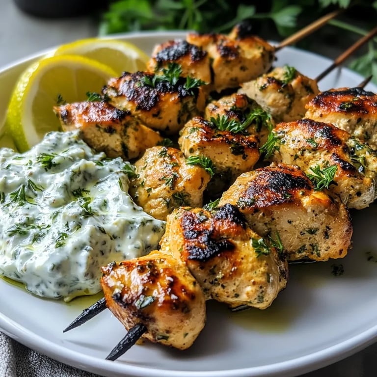 Greek Chicken Souvlaki with Tzatziki Sauce
