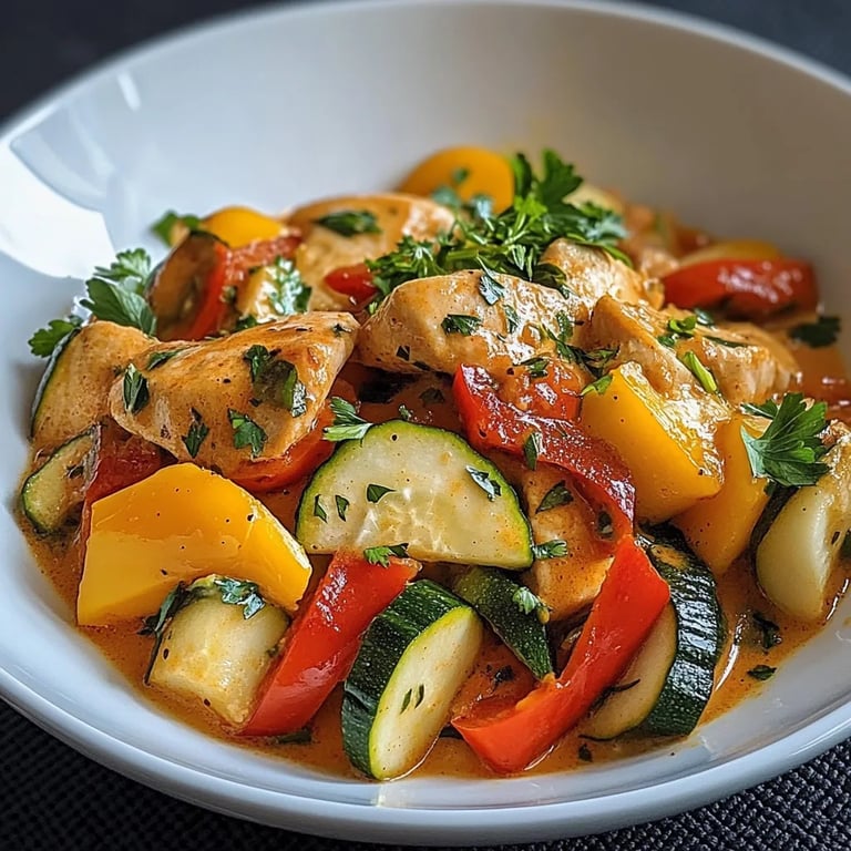 Paprika-Zucchini-Sahne-Hähnchen