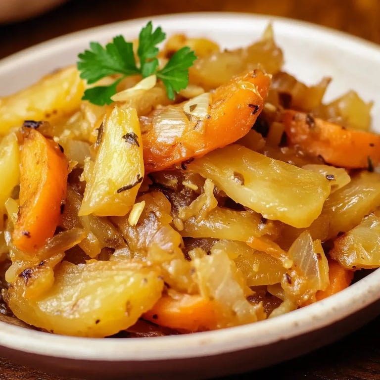 Gesunder Schmorkohl mit Karotten und Zwiebeln