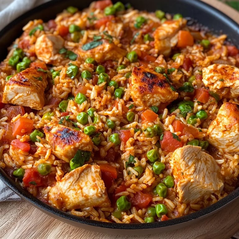 Reisgericht mit Hähnchen aus einem Topf