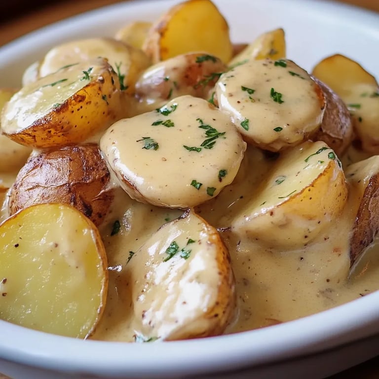 Kartoffeln in cremiger Knoblauchsoße