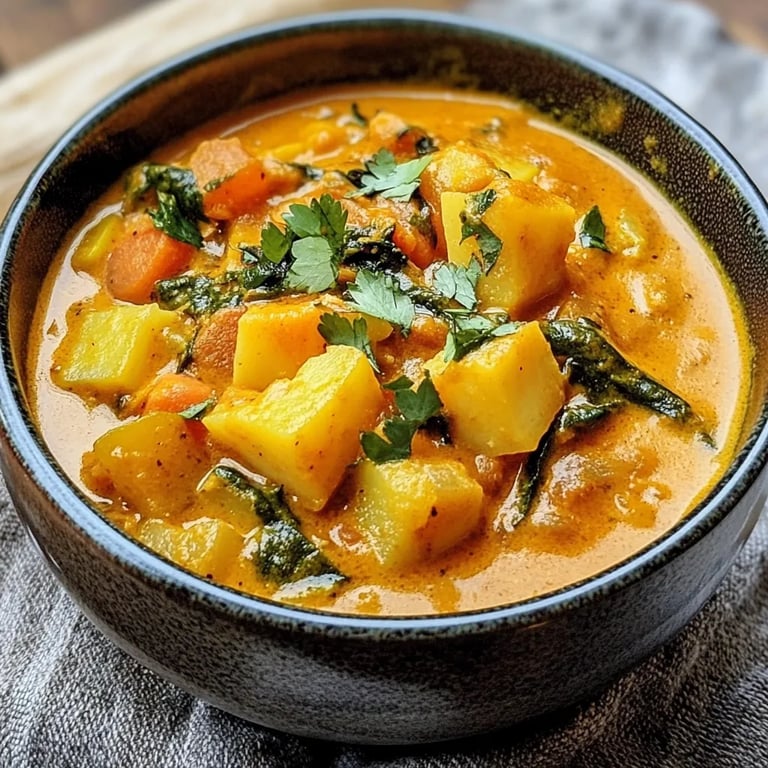 Veganes Süßkartoffel-Curry mit Grünkohl