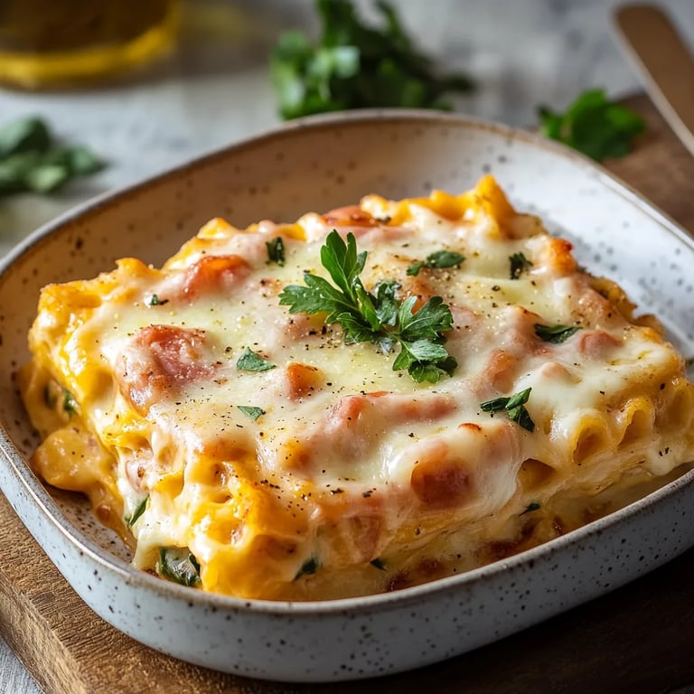 Einfacher Auflauf mit Schinken & Käse