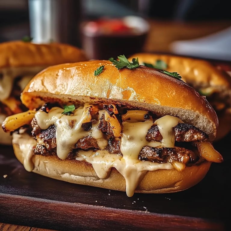 Hähnchen-Cheesesteak-Sandwich