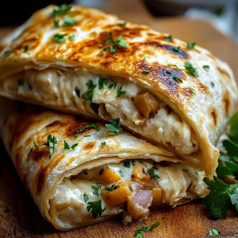 Schnelle Käse-Knoblauch-Hähnchen-Wraps