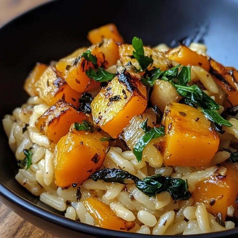 Orzo Cremoso con Calabaza Asada y Espinacas: Una Increíble Receta Esencial