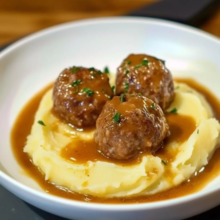 Hackbällchen mit Kartoffelpüree