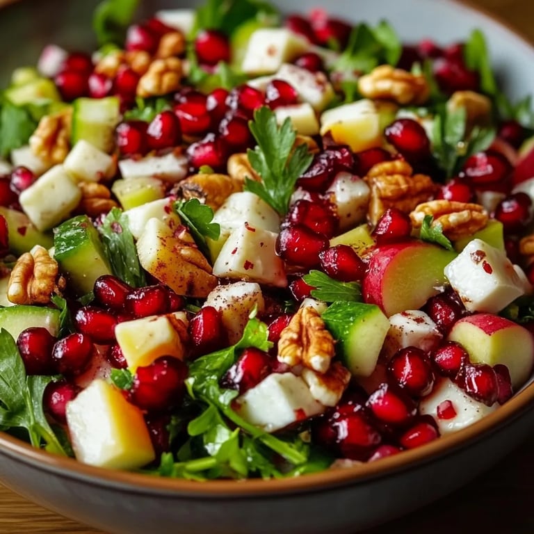 Salat mit Granatapfel und karamellisierten Walnüssen
