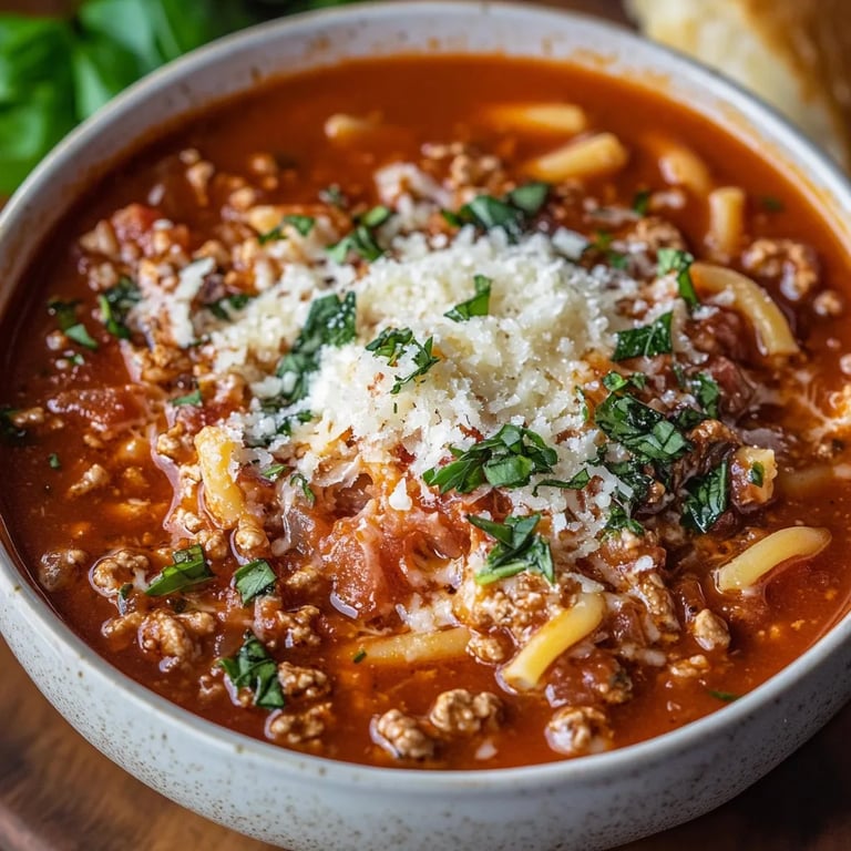 Lasagne-Suppe mit hohem Proteingehalt