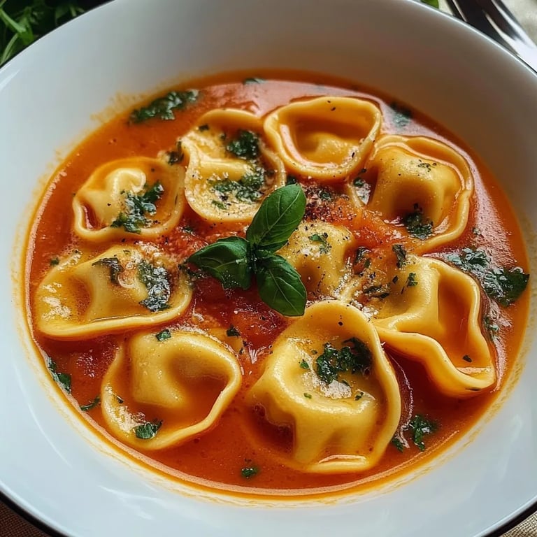 Tomaten-Tortellini-Suppe