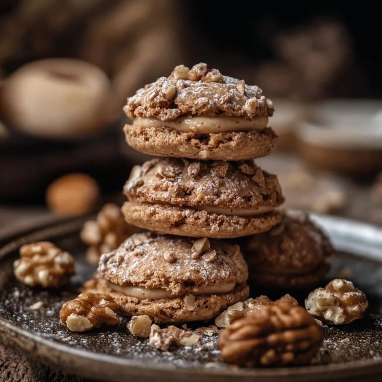 Walnussmakronen saftig