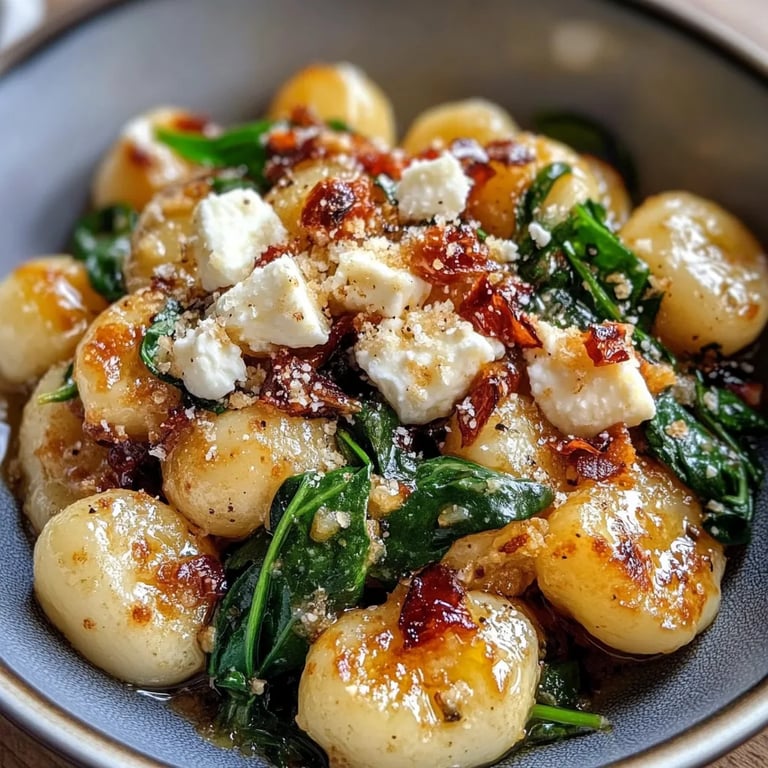 Cremige Gnocchi mit Spinat und Feta