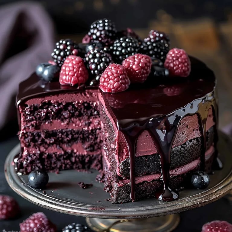 Decadent Blackberry Velvet Gothic Cake