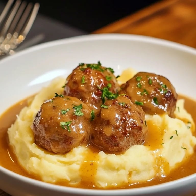 Hackbällchen mit Kartoffelpüree
