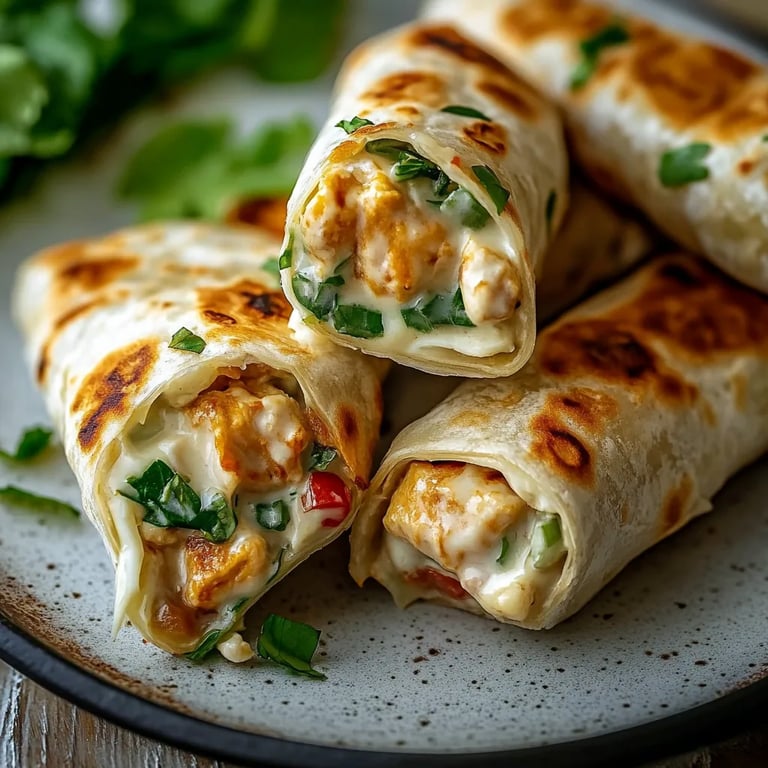 Käsige Knoblauch-Hähnchen-Wraps