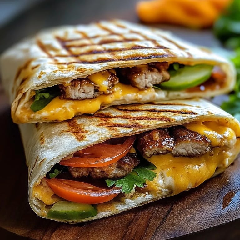 Gegrillte Cheeseburger-Wraps