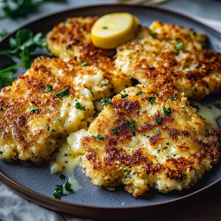 Keto-Schnitzel aus Blumenkohl mit Parmesan-Panade