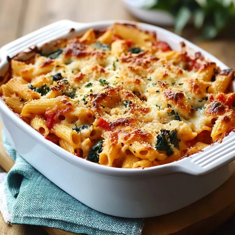 Gesunder vegetarischer Nudelauflauf