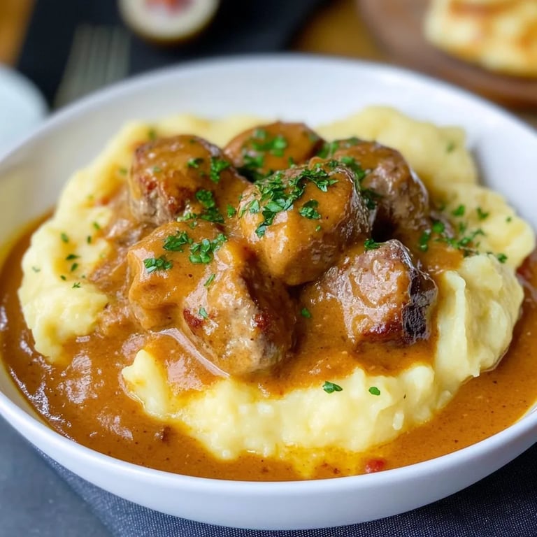 Hackbällchen in cremiger Sauce mit Kartoffelpüree: Ein Unglaubliches Ultimatives Rezept
