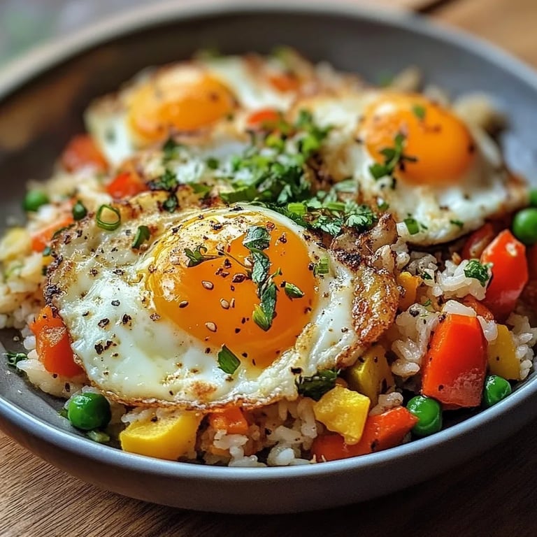 Gebratener Reis mit Gemüse und Ei