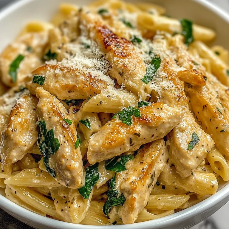 Einfache Knoblauch Parmesan Hähnchen Pasta