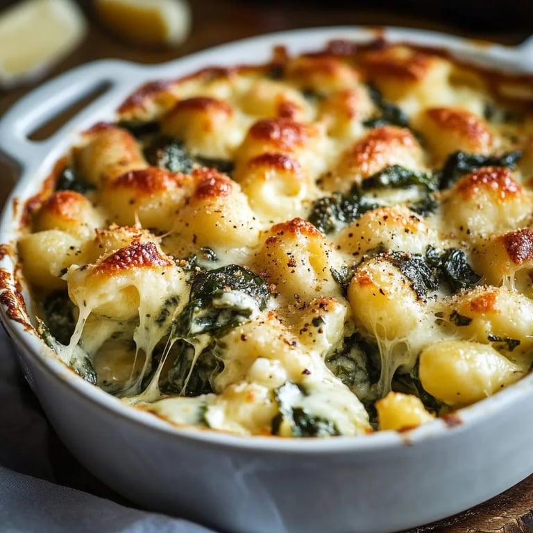 Creamy Pesto & Spinach Gnocchi Bake