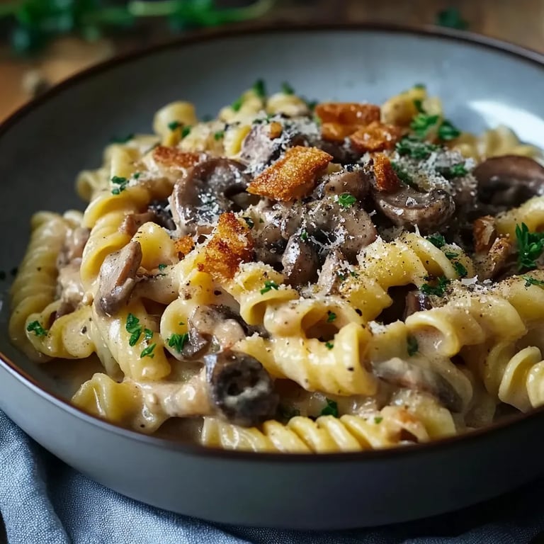 Pasta mit Pfifferlingsoße Bandnudeln