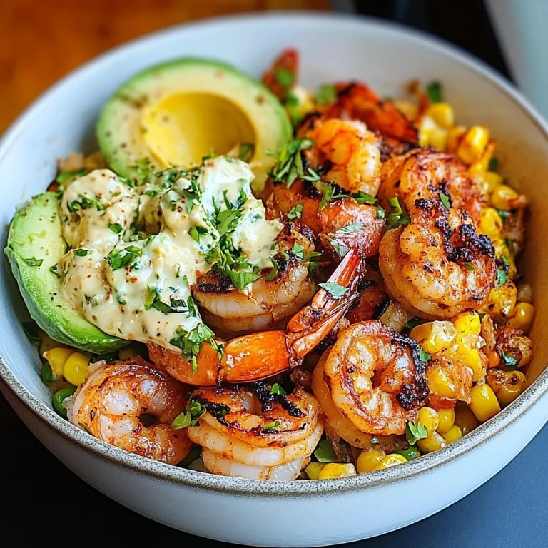 Grilled Shrimp Bowl with Avocado, Corn Salsa & Creamy Sauce: An Amazing Ultimate Recipe