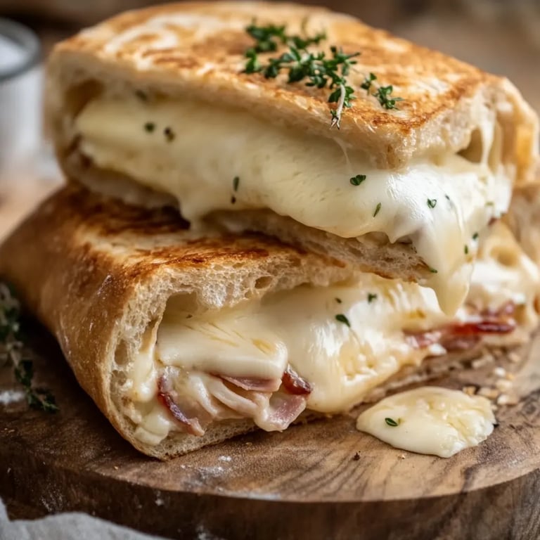 Handbrot mit Schinken und Käse