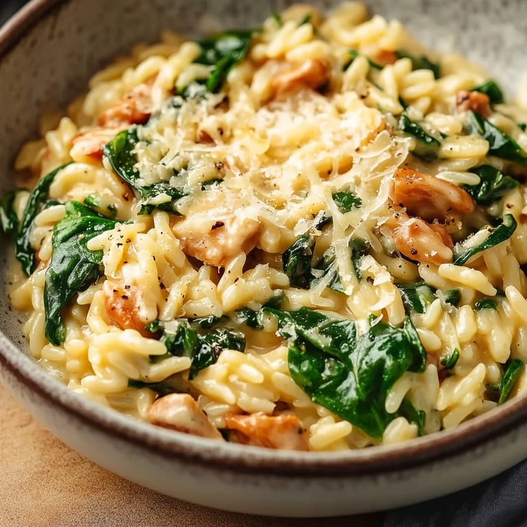 Cremeiger Knoblauch-Spinat-Orzo