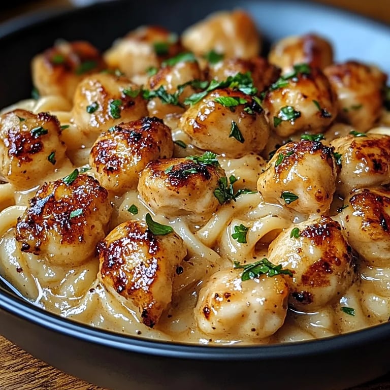 <p>Garlic Butter Chicken Bites with Creamy Pasta: An Amazing Ultimate Recipe</p>