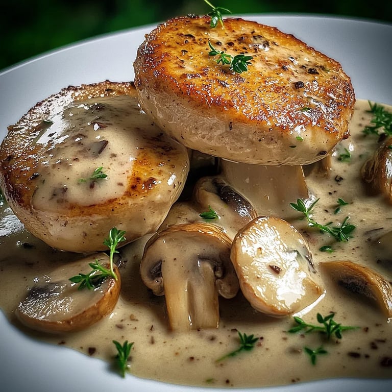 Hähnchenmedaillons in Champignon-Sahnesauce