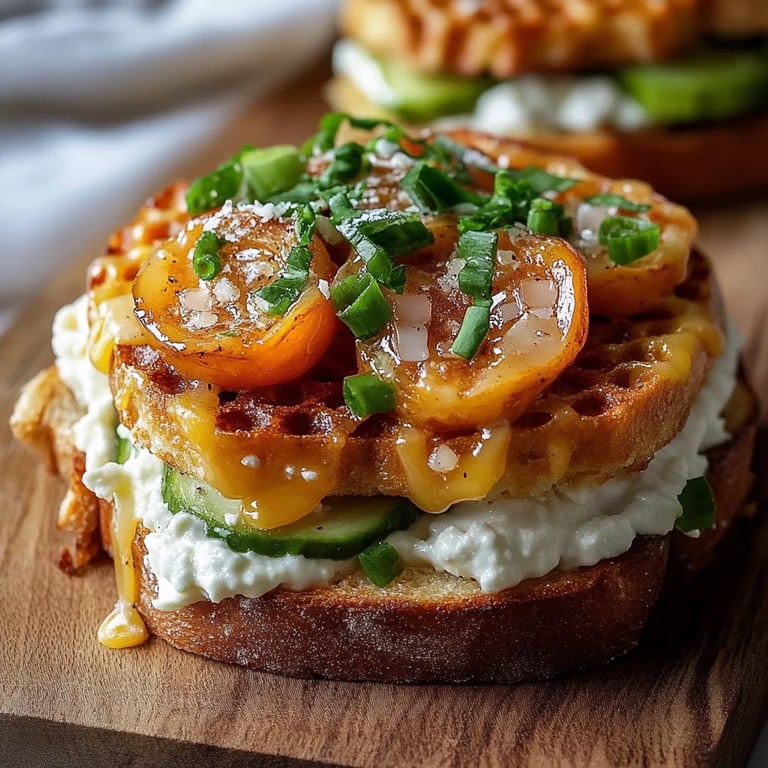 Herzhafte Cheddar-Schnittlauch-Waffel-Sandwiches